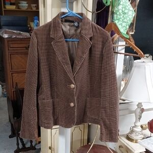 Relativity Corduroy Houndstooth Brown Blazer